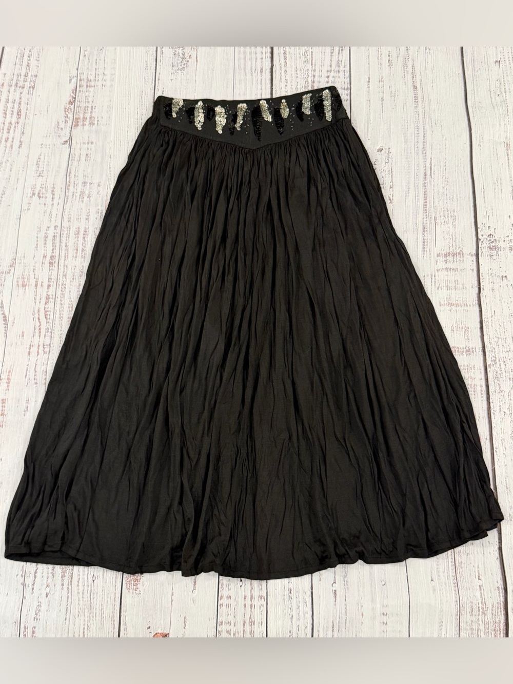 Papillon Vtg 100% Rayon Boho Broomstick Skirt V-shaped Yolk Waistband Women’s M
